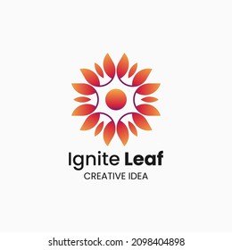 Vector Logo Illustration Ignite Leaf Gradient Colorful Style.
