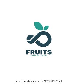 Vector Logo Illustration Infinity Fruit Silhouette Style.