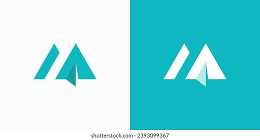 Vector logo illustration of initials M A paper plane