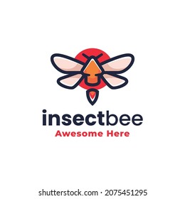 Vector Logo Illustration Insect Bee Simple Mascot Style