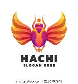 Vector Logo Illustration Insect Gradient Colorful Style.