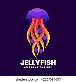 Vektorlogo Illustration Jellyfish Farbverlauf-Stil.