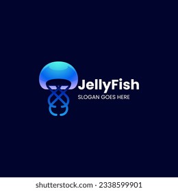 Vector Logo Illustration Jellyfish Gradient Colorful Style