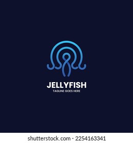 Vector Logo Illustration Jellyfish Line Art Style.