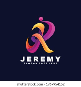 Vector Logo Illustration Jeremy Gradient Colorful Style.