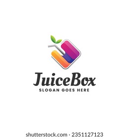 Vector Logo Illustration Juice Box Gradient Colorful Style