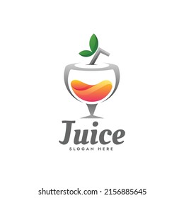 Vector Logo Illustration Juice Gradient Colorful Style.