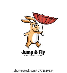 Vector Logo Illustration Jump & Fly Simple Mascot Style.