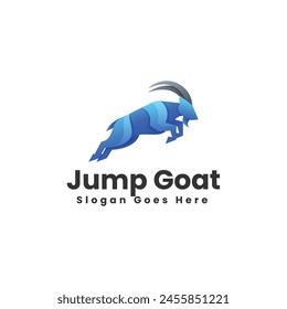 Vector Logo Illustration Jump Goat Gradient Colorful Style