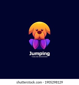 Ilustración Con Logotipo Vector Saltando El Estilo Colorido Del Gradiente Perro.