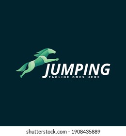 Vector Logo Illustration Jumping Gradient Colorful Style.