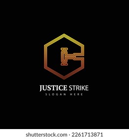 Ilustración Logotipo vectorial Ilustración Justicia Golpear Estilo Colorido gradiente.