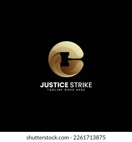 Ilustración Logotipo vectorial Ilustración Justicia Golpear Estilo Colorido gradiente.