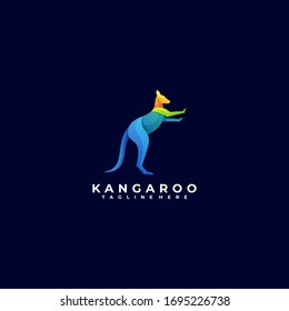 Vector Logo Illustration Kangaroo Gradient Colorful Style.