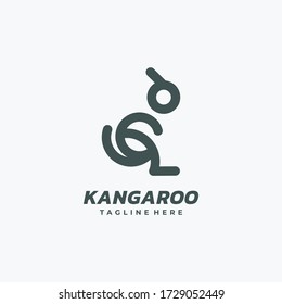 Vector Logo Illustration Kangaroo Line Art Style.