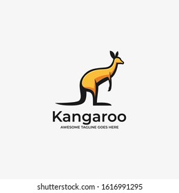 Vector Logo Illustration Kangaroo Mascot Cartoon