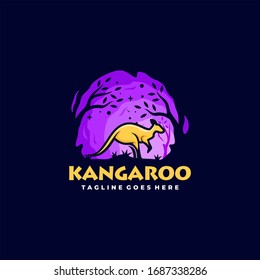 Vector Logo Illustration Kangaroo Mascot Cartoon Style.