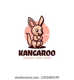 Vector Logo Illustration Kangaroo Mascot Cartoon Style.