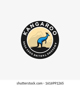 Vector Logo Illustration Kangaroo Vintage Badge