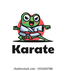 Vector Logo Illustration Karate Mascot Cartoon Style.