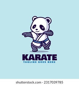 Logo Vector Ilustración Estilo de caricatura Karate.