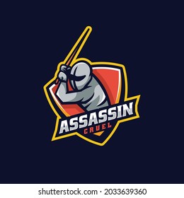 Logo Vector Ilustración Kendo E Estilo Deporte y Deporte.