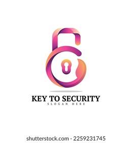 Vector Logo Illustration Key Gradient Colorful Style.