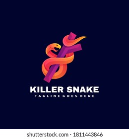 Vector Logo Illustration Killer Snake Gradient Colorful Style.