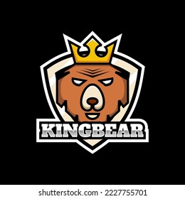 Vector Logo Illustration King Bear E-Sport and Sports Style.