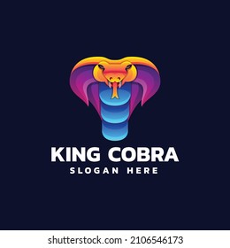 Vector Logo Illustration King Cobra Gradient Colorful Style.