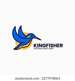 Vector Logo Illustration King Fisher Simple Mascot Style