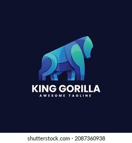 Vector Logo Illustration King Gorilla Gradient Colorful Style.