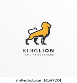 Vector Logo Illustration King Lion Mascot Cartoon