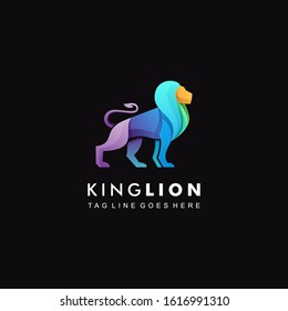 Vector Logo Illustration King Lion Gradient Colorful