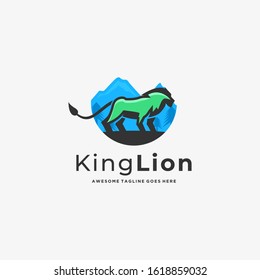 Vector Logo Illustration King Lion Emblem