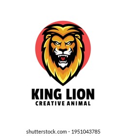 Vektorlogo Illustration King Lion Simple Mascot Style.