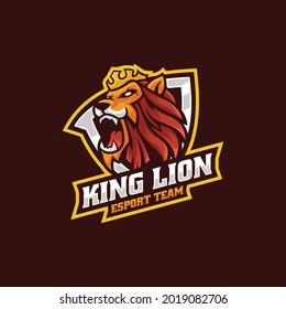 Vector Logo Illustration King Lion E Sport and Sport Style.