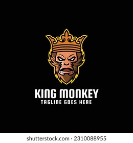 Vector Logo Illustration King Monkey E- Sport and Sport Style.