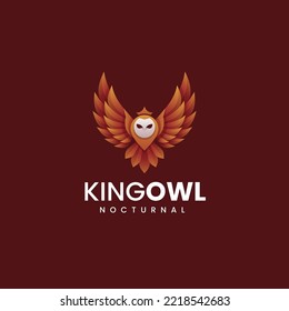 Vector Logo Illustration King Owl Gradient Colorful Style