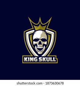 Vector Logo Illustration King Skull E Sport and Sport Style.