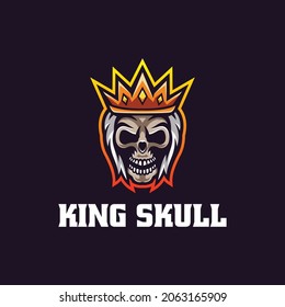 Vector Logo Illustration King Skull Simple Mascot Style.