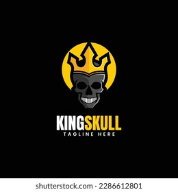 Vector Logo Illustration King Skull Simple Mascot Style.