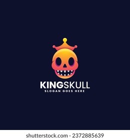 Vector Logo Illustration King Skull Gradient Colorful Style