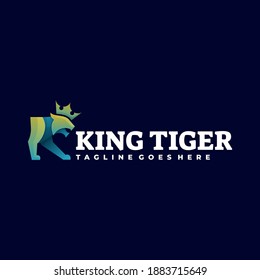 Vector Logo Illustration King Tiger Gradient Colorful Style.