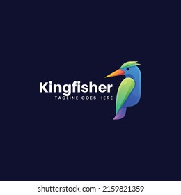 Vector Logo Illustration Kingfisher Gradient Colorful Style.