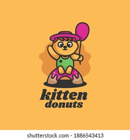Logo Vector Ilustración Estilo De Caricatura De Mascota Gatita.