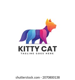 Vector Logo Illustration Kitty Gradient Colorful Style.
