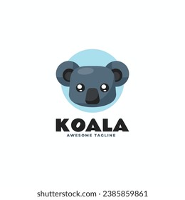 Vector Logo Illustration Koala Flat Color Style.