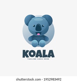 Vector Logo Illustration Koala Gradient Colorful Style.