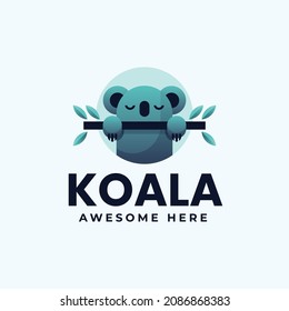 Vector Logo Illustration Koala Gradient Colorful Style.